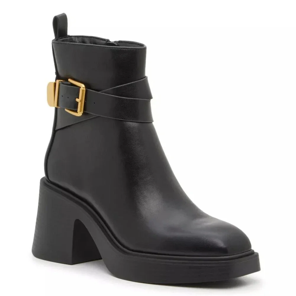 Chinese Laundry Amie Boots Women's US 7.5 Black Block heel Ankle Bootie Hawk2961